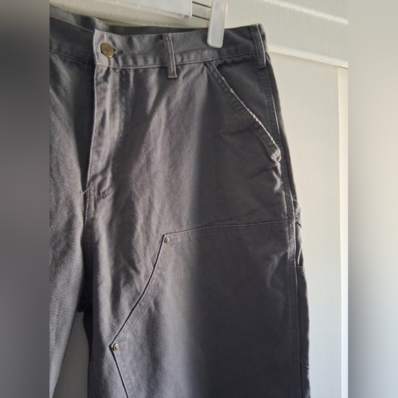 Vintage Carhartt Double Knee Gray Canvas Cotton Workwear Pants 34x32 - Picture 10 of 10